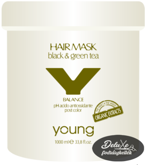 Young - Balance - Hajpakolás festett hajra zöld és fekete tea kivonattal 1000 ml képe