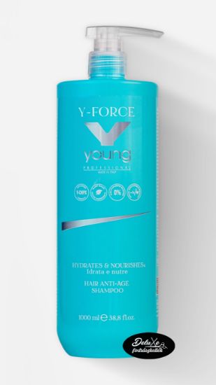 Young - Y-Force azonnali regeneráló anti-age sampon hyaluronsavval és növényi kollagénnel 1000 ml képe