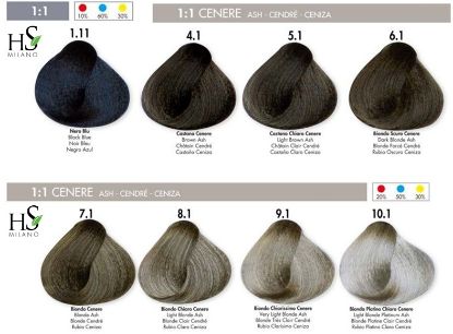 Kép HS Milano hajfesték 100 ml - Hamvas színek (1.11-10.1)