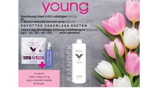 AKCIÓ - Young - DecoYoung Viola PLX szőkítőporhoz (9 tónus) 500 g  és Young - Blond+ hamvasító sprayhez (150 ml) AJÁNDÉK Y PLX Krémhidrogén (1000 ml)  képe
